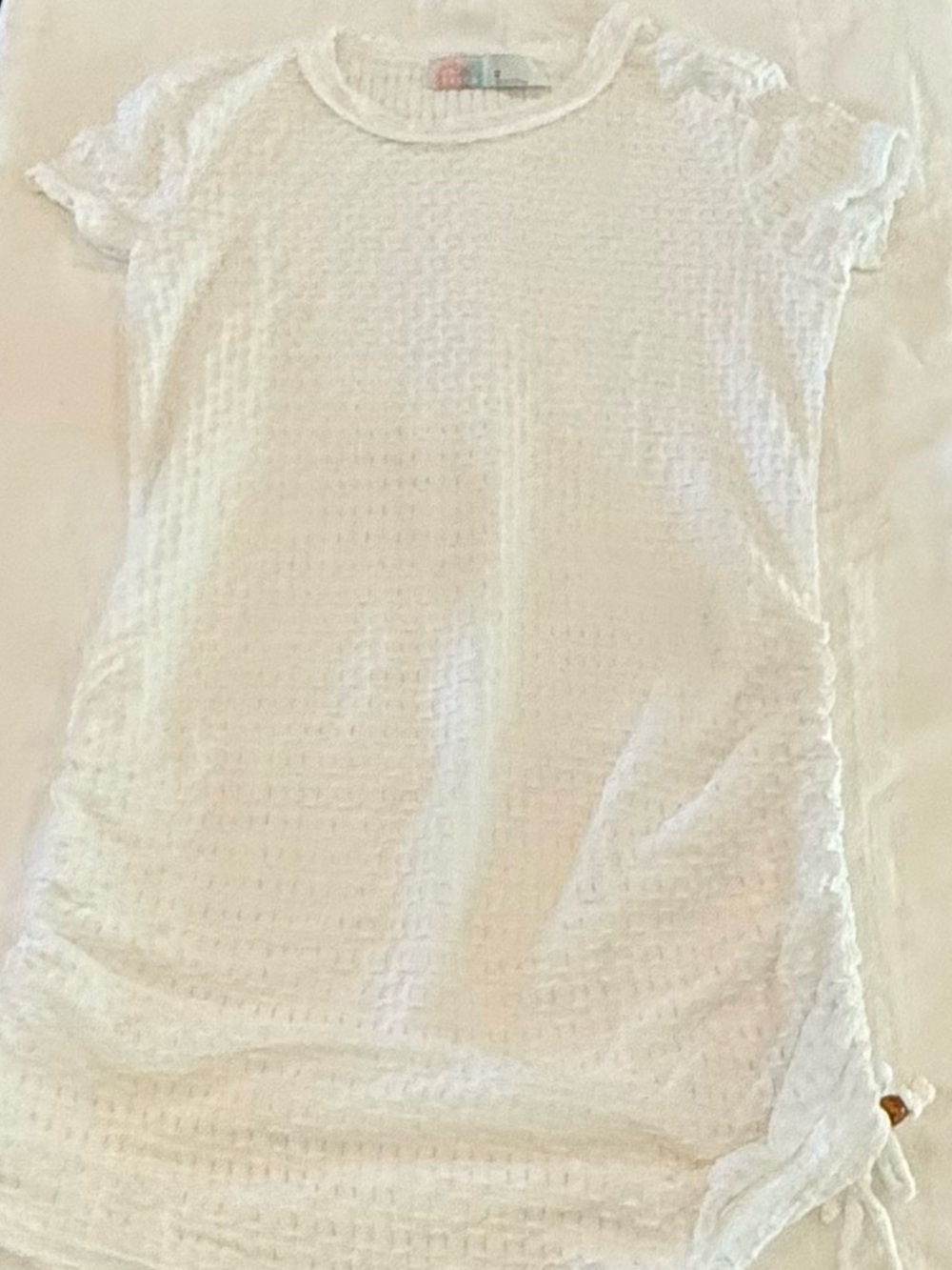 Free People Beach Tate Textured Side Tie Mini Dress White XS